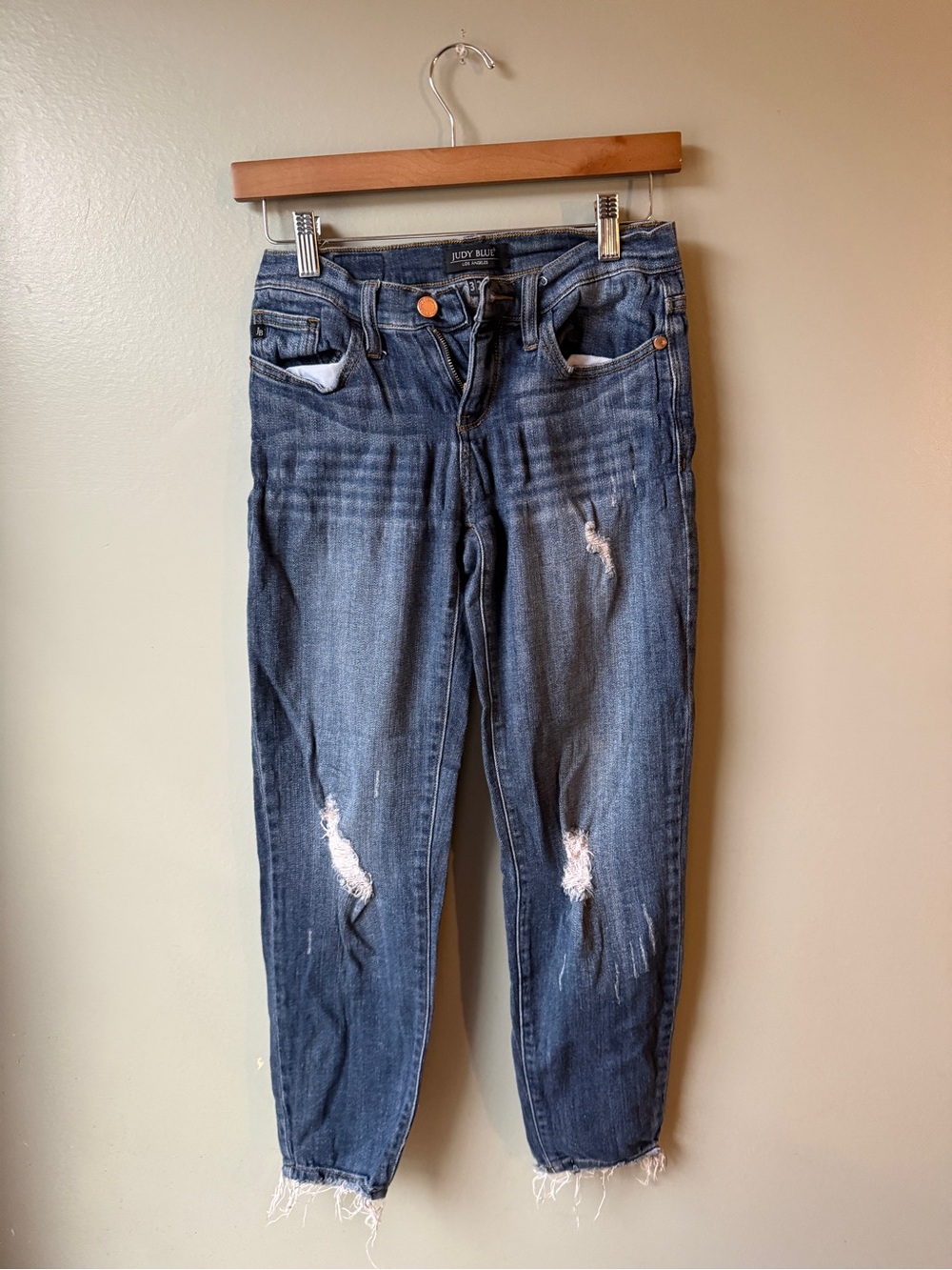 Judy Blue Distressed Raw Hem Skinny Jeans Size 3/26